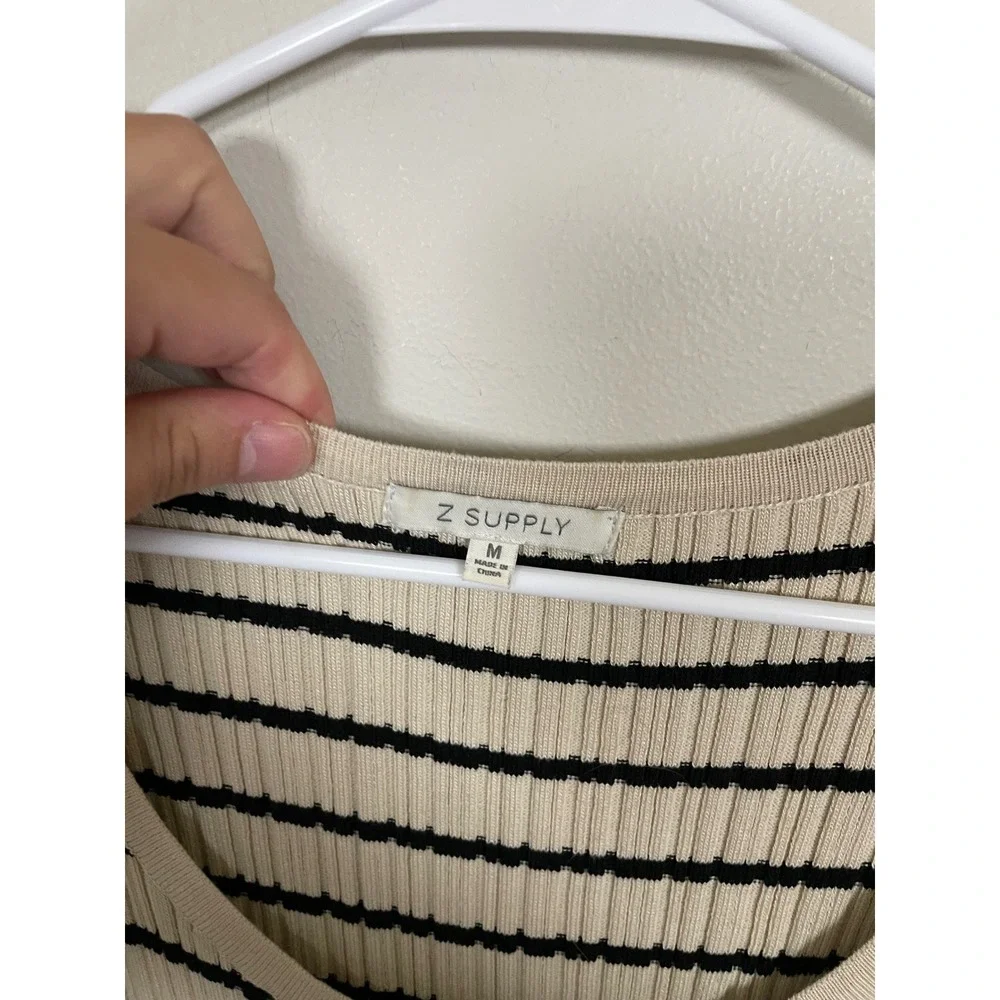 Z Supply Gisele Striped Midi Dress in Sandshell Size Medium Coastal Minimalist